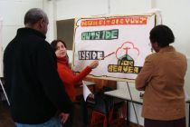 Christians being trained in creative street evangelism by OAC