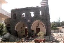 A destroyed church in Homs
