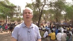 Peter Wooding presenting CBN News Report in South Sudan