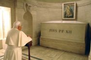 former-pope-benedict-xvi-kneels-as-he-prays-in-front-of-the-pope-pius-xiis-tomb